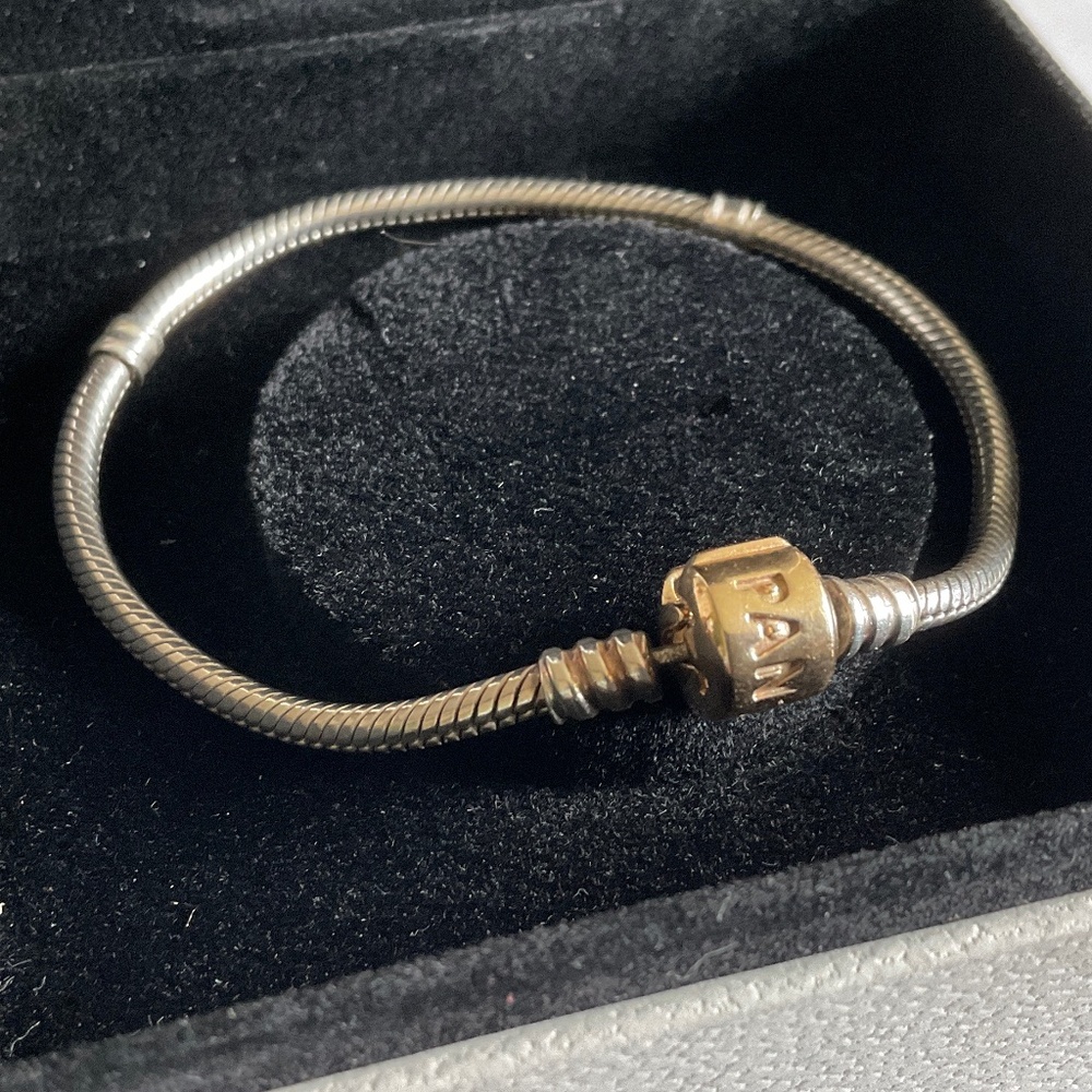 Pandora Silver Bracelet with Gold Clasp